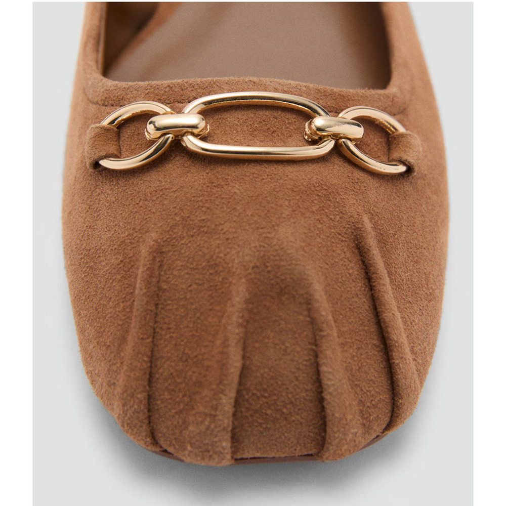 NEW MANGO MNG MEDIUM BROWN LINK LEATHER BALLERINA BALLET FLATS SHOES 39 US 8.5 - Picture 6 of 8